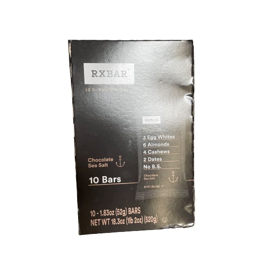 RXBAR RXBAR Protein Bar, Chocolate Sea Salt, 10 Ct, 18.3 Oz, Box