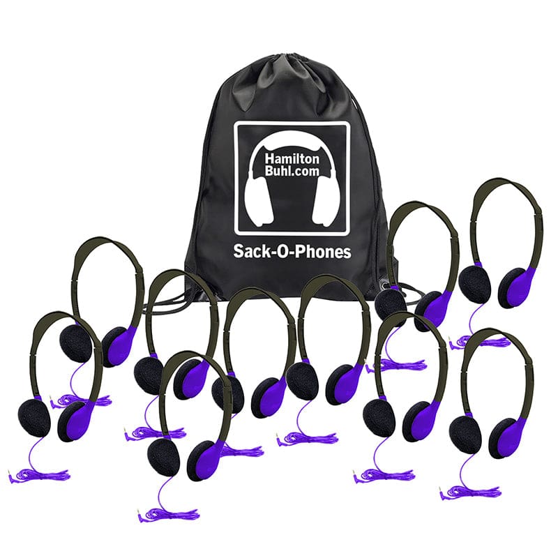 Sackophones 10/Pk Purple with Bag - Headphones - Hamilton Electronics Vcom