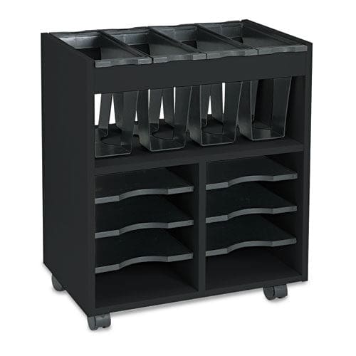 Safco Go Cart Mobile File Engineered Wood 8 Shelves 4 Bins 14.5 X 21.5 X 26.25 Black - Furniture - Safco®