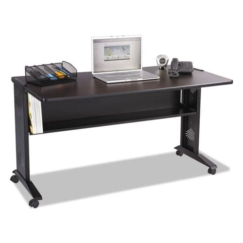 Safco Mobile Computer Desk With Reversible Top 53.5 X 28 X 30 Mahogany/medium Oak/black - Furniture - Safco®