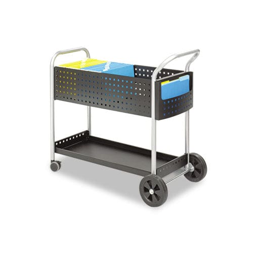 Safco Scoot Dual-purpose Mail And Filing Cart Metal 1 Shelf 2 Bins 22.5 X 39.5 X 40.75 Black/silver - Office - Safco®