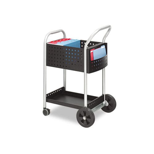 Safco Scoot Dual-purpose Mail And Filing Cart Metal 1 Shelf 2 Bins 22 X 27 X 40.5 Black/silver - Office - Safco®