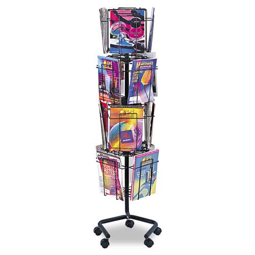 Safco Wire Rotary Display Racks 16 Compartments 15w X 15d X 60h Charcoal - Office - Safco®