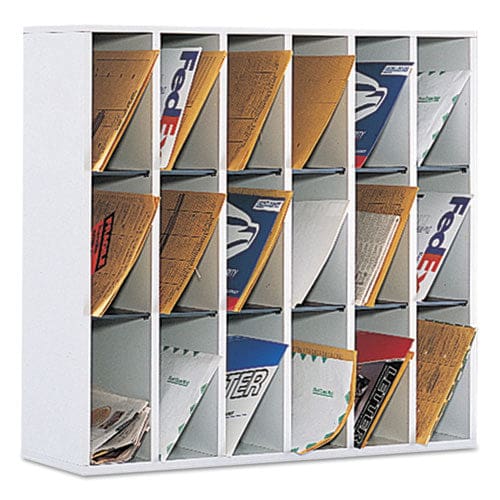 Safco Wood Mail Sorter With Adjustable Dividers Stackable 18 Compartments 33.75 X 12 X 32.75 Gray - Office - Safco®