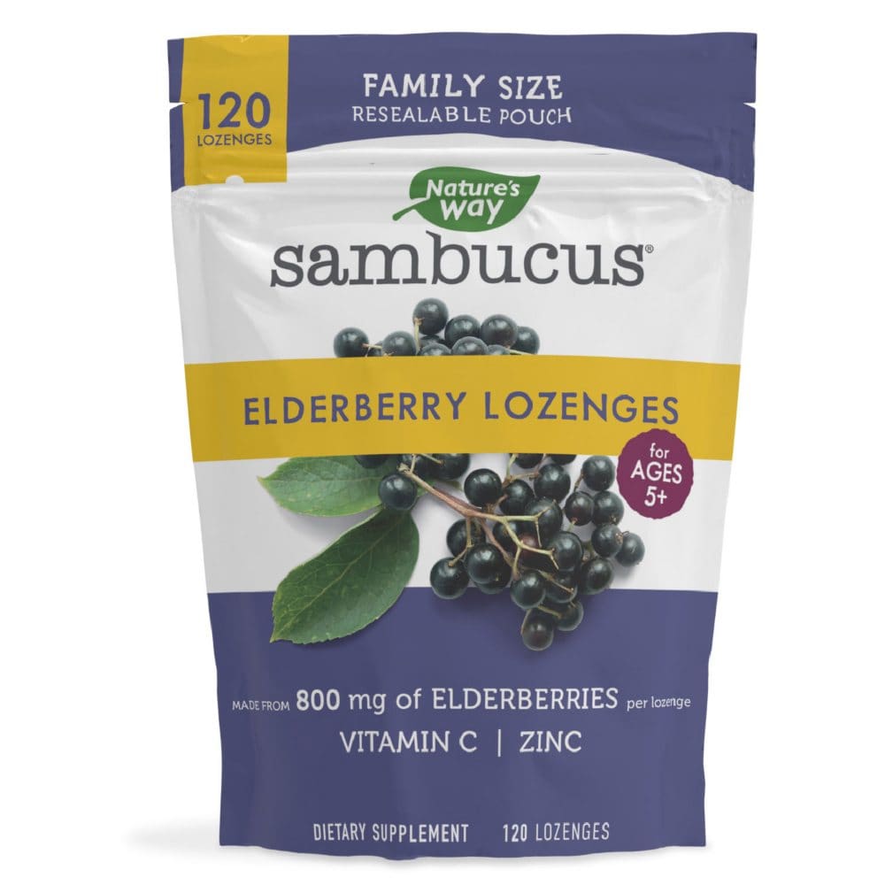 Sambucus Organic Elderberry Throat Lozenges with Vitamin C and Zinc (120 ct.) - Cough Cold & Flu - Sambucus Organic