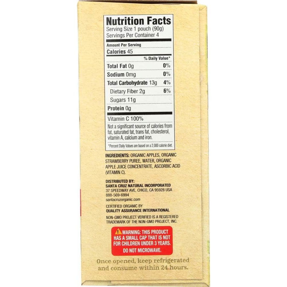 Santa Cruz Organic Santa Cruz Organic Apple Strawberry Sauce 4x3.2oz Pouches, 12.8 oz