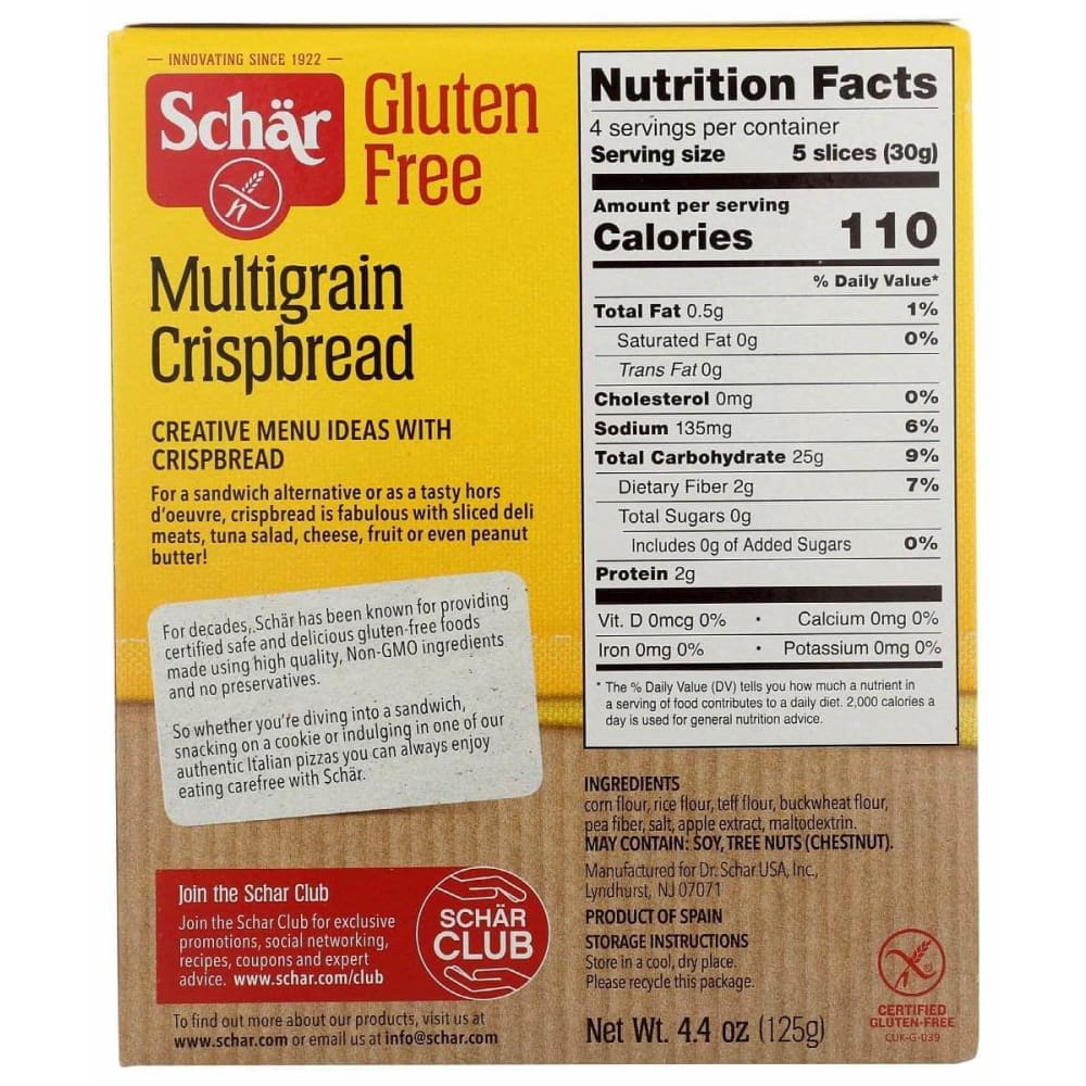 SCHAR Schar Crispbread Multigrain, 4.4 Oz