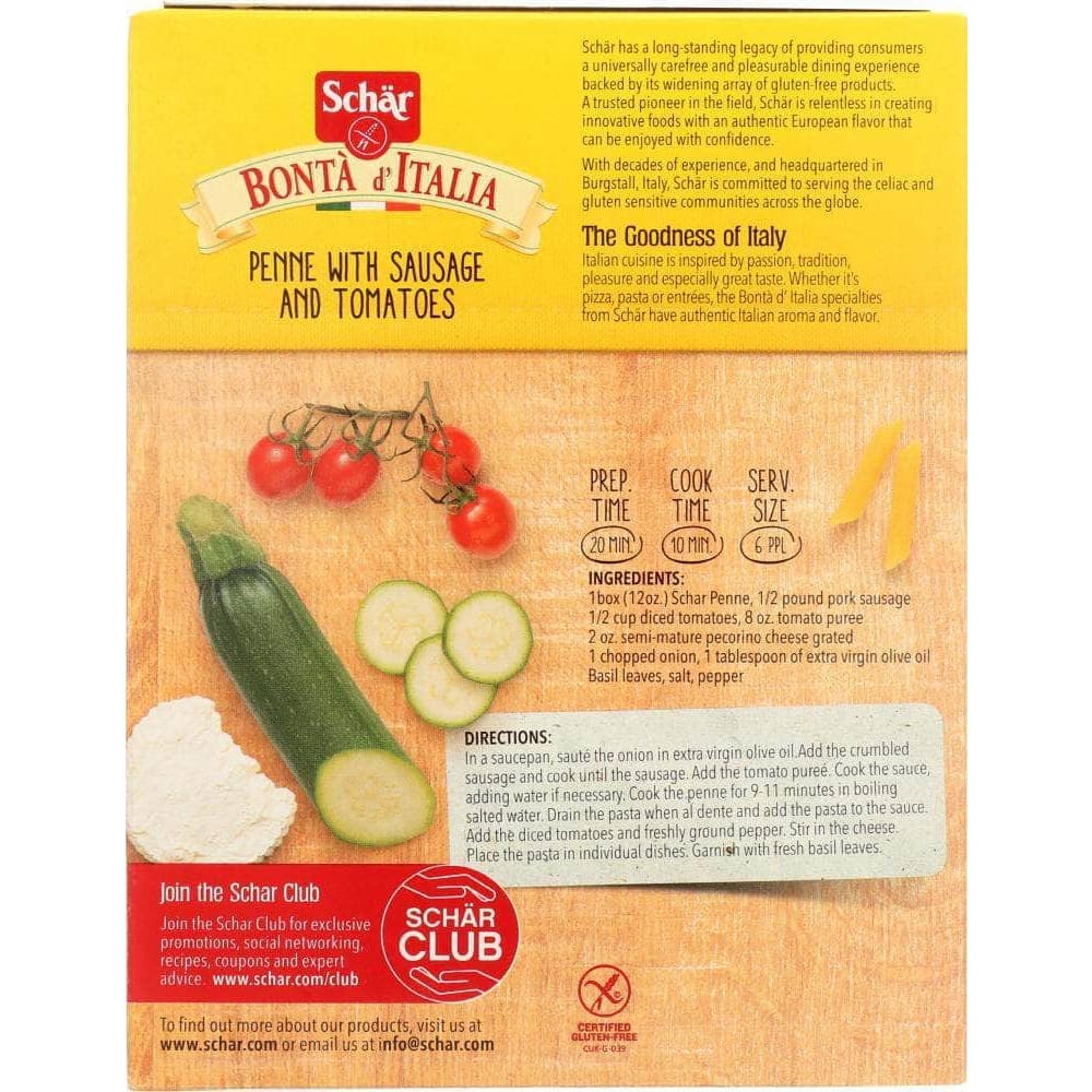 Schar Schar Penne Pasta Gluten Free, 12 oz