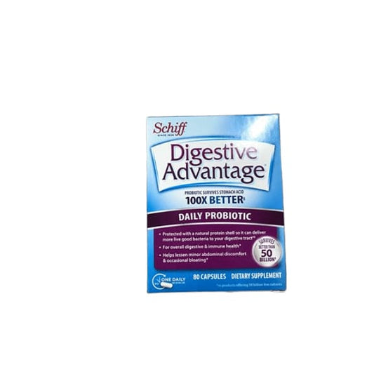 Schiff Digestive Advantage Daily Probiotic, 80 Capsules - ShelHealth.Com