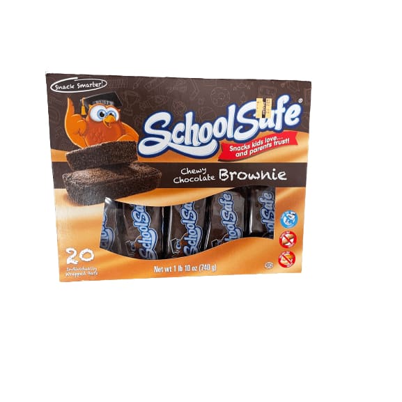 SchoolSafe Chewy Chocolate Brownie, 20 Count, 1 lbs 10 oz. ShelHealth
