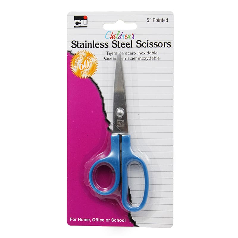 Scissors Childrens 5In Pointed Stainless Steel Asst Colors (Pack of 12) - Scissors - Charles Leonard