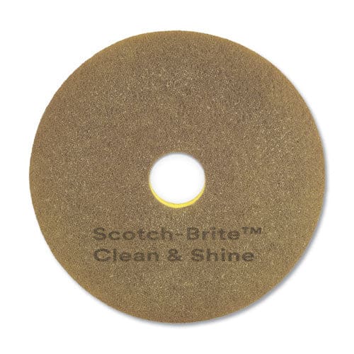 Scotch-Brite Clean And Shine Pad 17 Diameter Brown/yellow 5/carton - Janitorial & Sanitation - Scotch-Brite™