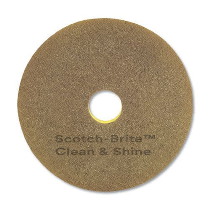 Scotch-Brite Clean And Shine Pad 17 Diameter Brown/yellow 5/carton - Janitorial & Sanitation - Scotch-Brite™