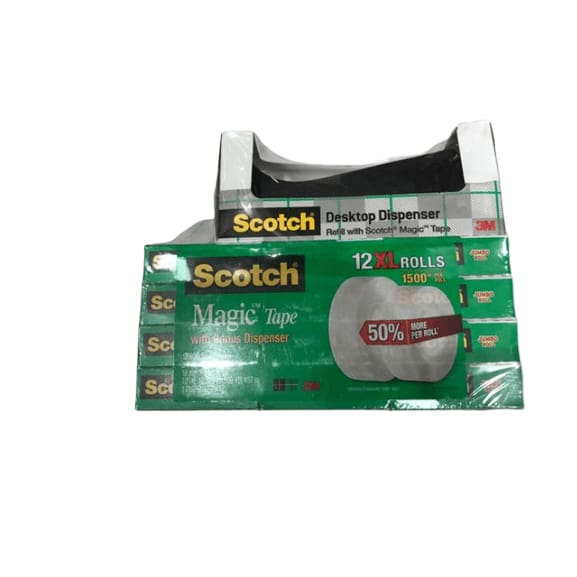 Scotch Magic Refillable 12 Jumbo XL Tape Rolls with Bonus Desktop Dispenser - ShelHealth.Com