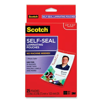 Scotch Self-sealing Laminating Pouches 12.5 Mil 2.31 X 4.06 Gloss Clear 25/pack - Technology - Scotch™