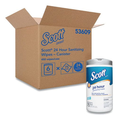 Scott 24-hour Sanitizing Wipes 4.5 X 8.25 Fresh White 75/canister 6 Canisters/carton - School Supplies - Scott®