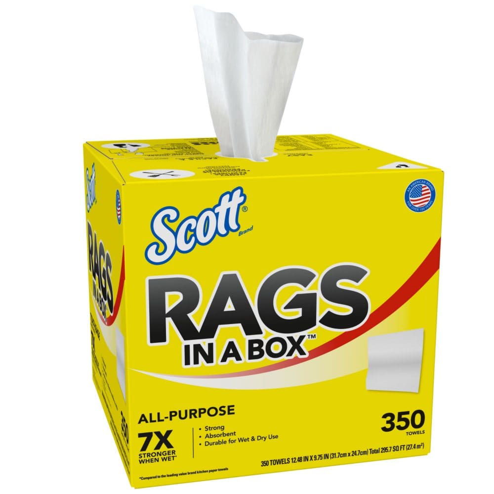Scott Rags In a Box, White, All Purpose (350 Sheets/Box) | ShelHealth