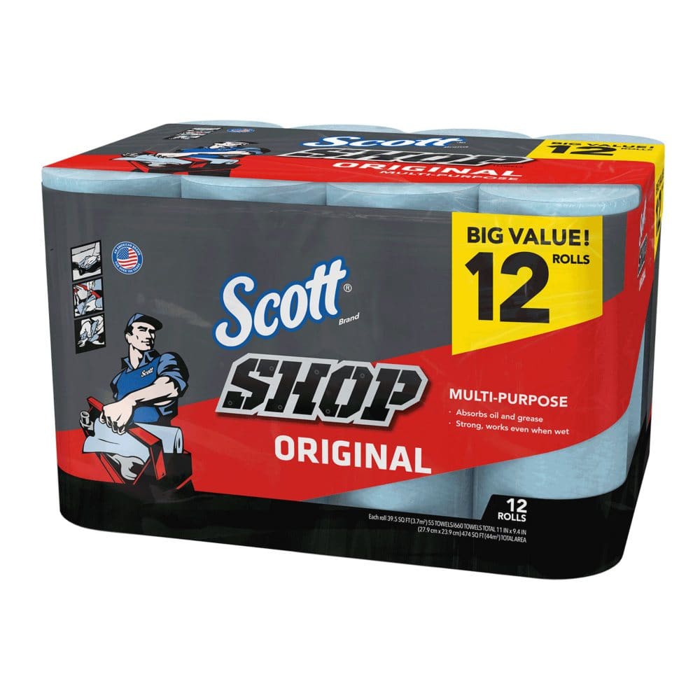 Scott Shop Towels Original (55 sheets/roll 12 rolls) - Paper & Plastic - Scott Shop
