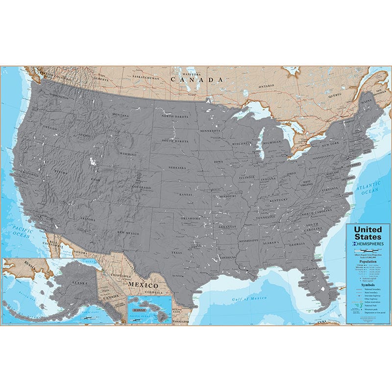 Scratch Off Usa 24X36In Wall Map - Maps & Map Skills - Round World Products