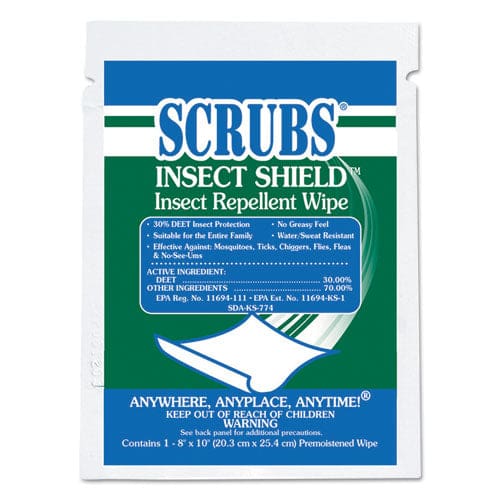 SCRUBS Insect Shield Insect Repellent Wipes 8 X 10 Floral 100/carton - Janitorial & Sanitation - SCRUBS®