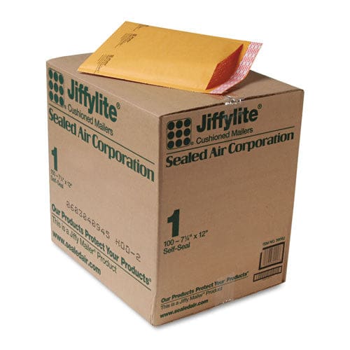 Sealed Air Jiffylite Self-seal Bubble Mailer #1 Barrier Bubble Air Cell Cushion Self-adhesive Closure 7.25 X 12 Brown Kraft 100/ct - Office