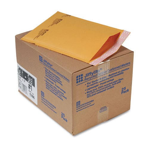 Sealed Air Jiffylite Self-seal Bubble Mailer #1 Barrier Bubble Air Cell Cushion Self-adhesive Closure 7.25 X 12 Brown Kraft 25/ct - Office -