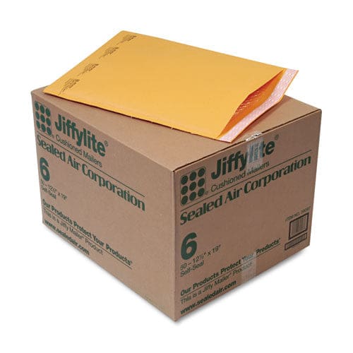 Sealed Air Jiffylite Self-seal Bubble Mailer #6 Barrier Bubble Air Cell Cushion Self-adhesive Closure 12.5 X 19 Brown Kraft 50/ct - Office -