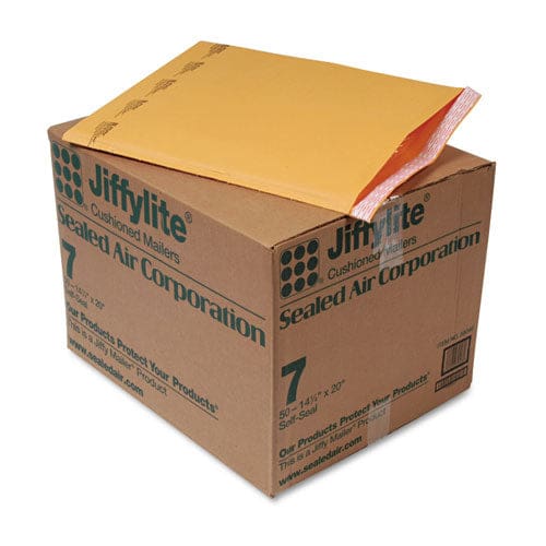 Sealed Air Jiffylite Self-seal Bubble Mailer #7 Barrier Bubble Air Cell Cushion Self-adhesive Closure 14.25 X 20 Brown Kraft 50/ct - Office