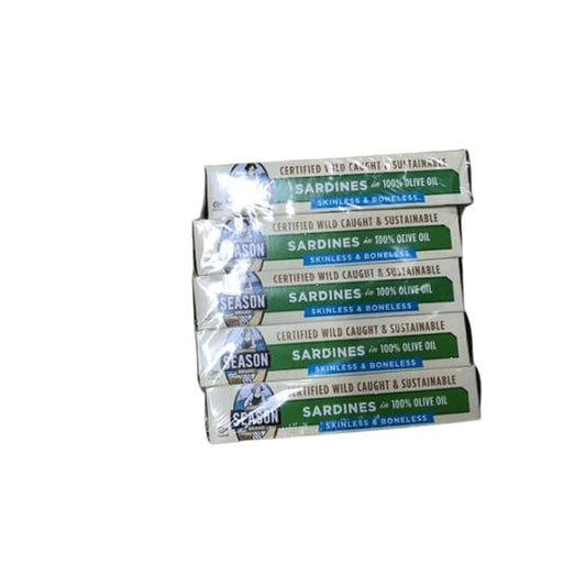 Season Sardines in Pure Olive Oil, 3.75-Ounce Tins (Pack of 5) - ShelHealth.Com