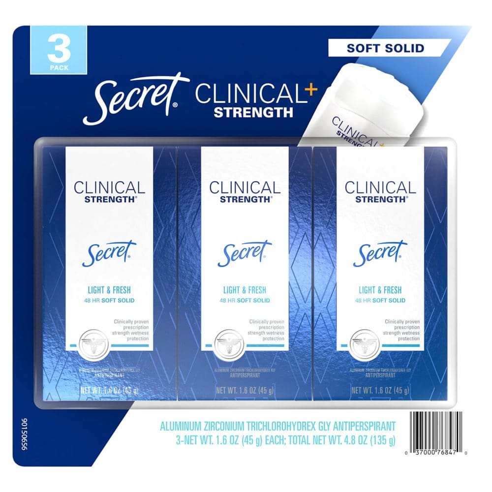 Secret Clinical Soft Solid Antiperspirant and Deodorant Light & Fresh (1.6 oz. 3 ct.) - Deodorants & Antiperspirants - Secret Clinical
