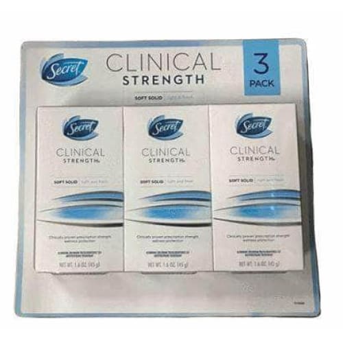 Secret Secret Clinical Strength Completely Clean Invisible Solid Antipersirant 1.6 oz (Pack of 3)