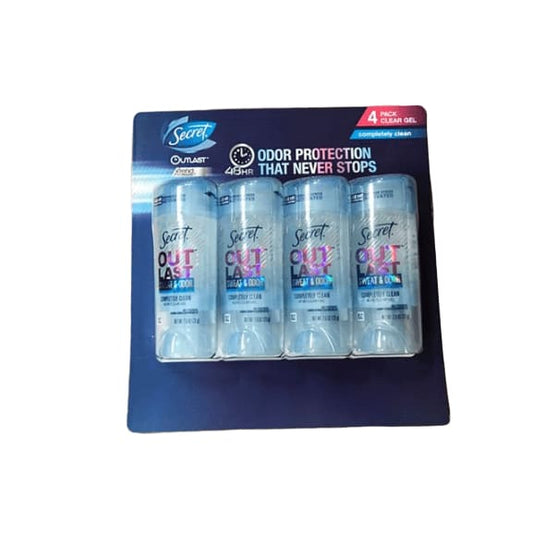 Secret Outlast Xtend Completely Clean Clear Gel Antiperspirant and Deodorant, 4 pk./2.6 oz. - ShelHealth.Com