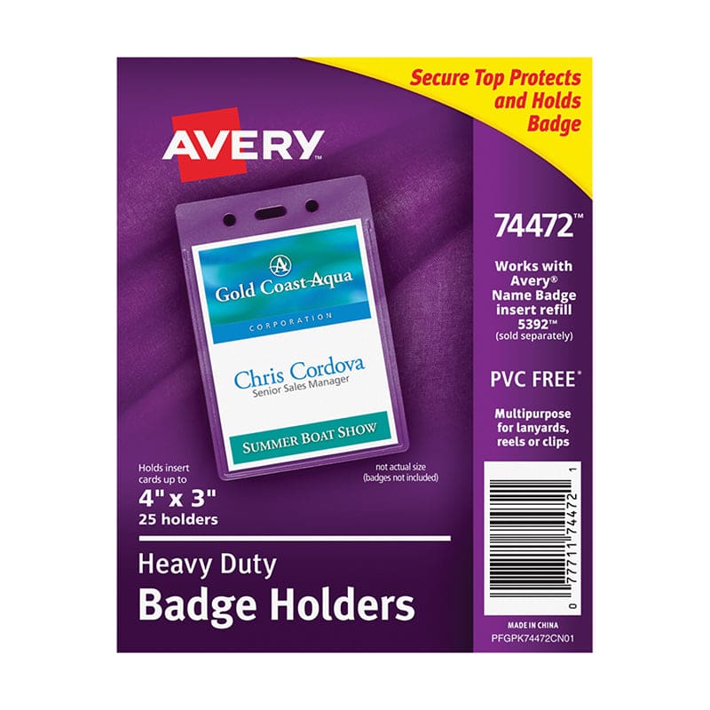 Secure Top Badge Holders Portrait - Accessories - Avery Products Corp