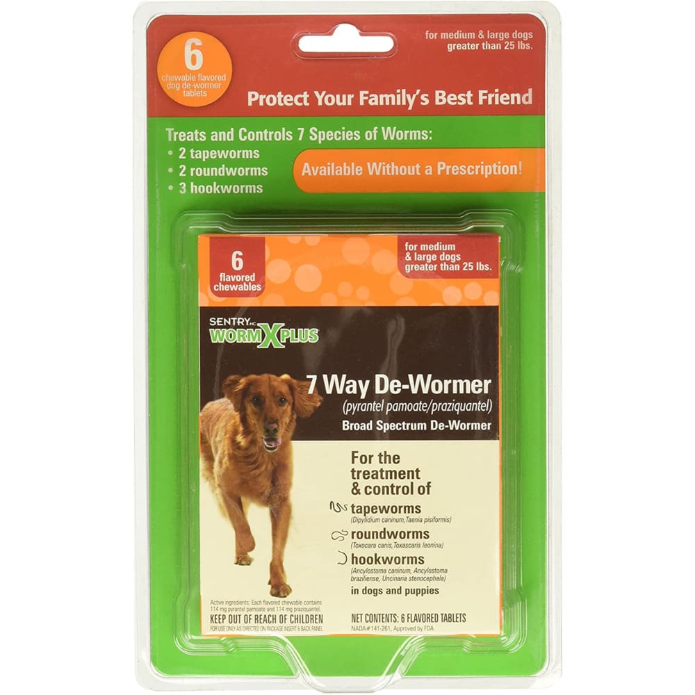 SENTRY Worm X Plus 7 Way DeWormer for Large Dogs 2 Count ShelHealth