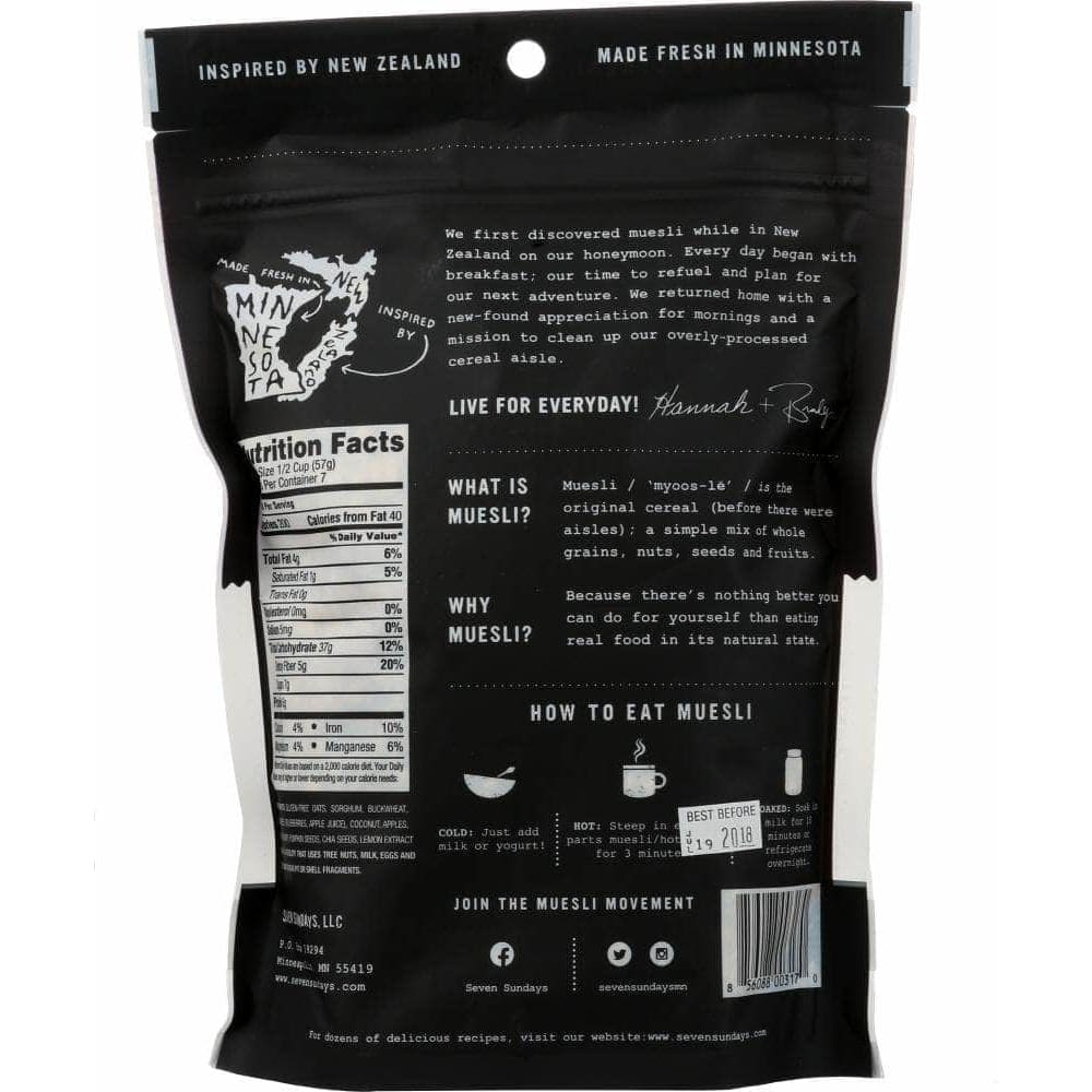 Seven Sundays Seven Sundays Muesli Blueberry Chia Buckwheat, 12 Oz