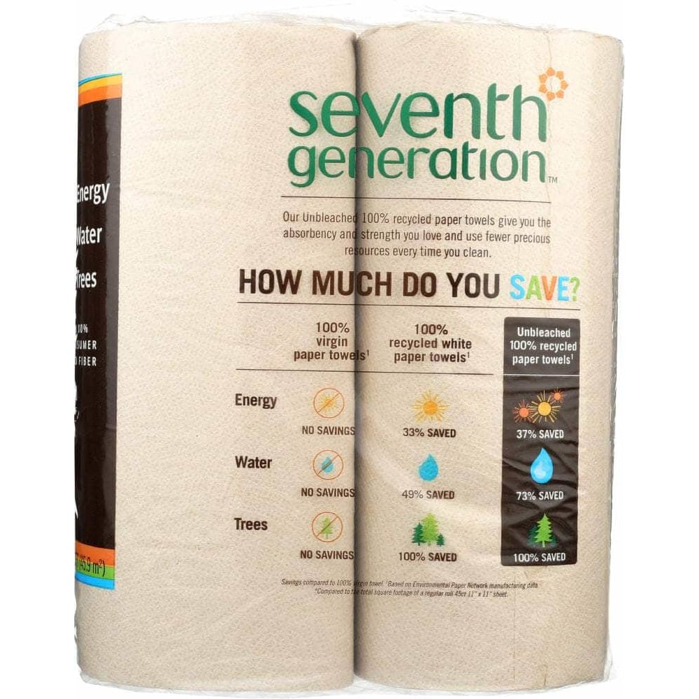 SEVENTH GENERATION Household Products > PAPER TOWELS SEVENTH GENERATION: 100% Unbleached Recycled Paper Towels 6 Rolls, 1 ea