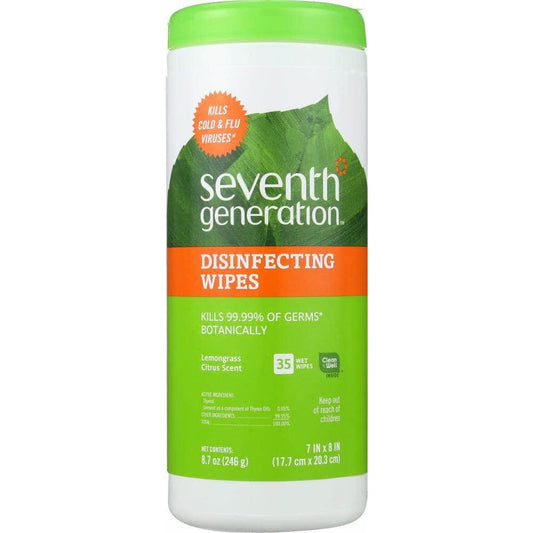 SEVENTH GENERATION Seventh Generation Disinfecting Wipes Lemongrass Citrus Scent, 35 Pc
