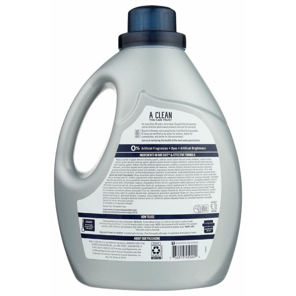 SEVENTH GENERATION Home Products > Laundry Detergent SEVENTH GENERATION: Power Plus Laundry Detergent Clean Scent, 95 oz