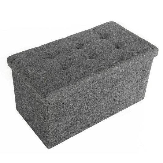 Seville Classics Foldable Storage Bench Ottoman (Modern Gray) 30 W x 15.7 D x 15.7 H - Ottomans & Benches - Seville Classics