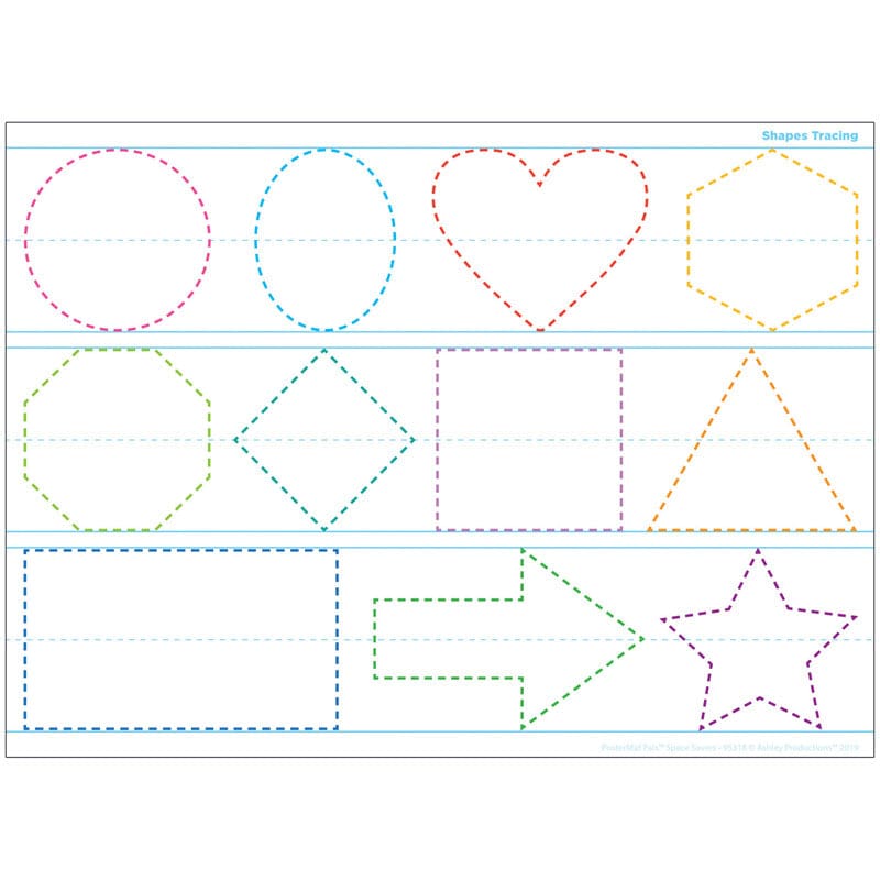 Shapes Tracing Space Savers Postrmt Pals Smart Poly Single Sided (Pack of 12) - Math - Ashley Productions