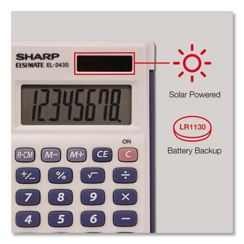 Sharp El-243sb Solar Pocket Calculator 8-digit Lcd - Technology - Sharp®