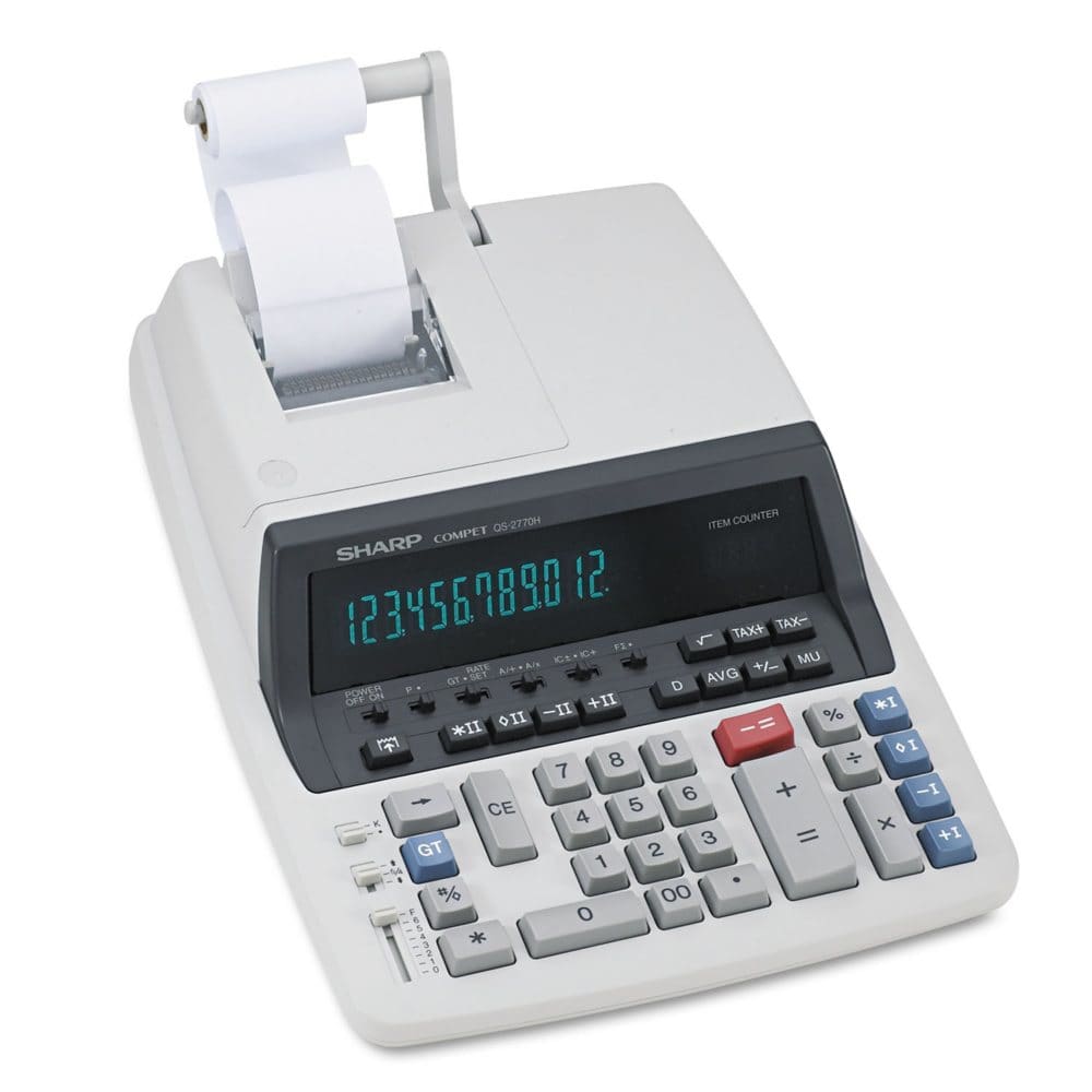 Sharp - QS-2770H Two-Color Ribbon Printing Calculator Black/Red Print - 4.8 Lines/Sec - Calculators - Sharp