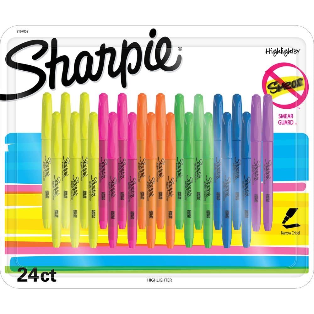 Sharpie Accent Highlighters Assorted Colors 24 Pack - Teacher Bulk Supplies - Sharpie