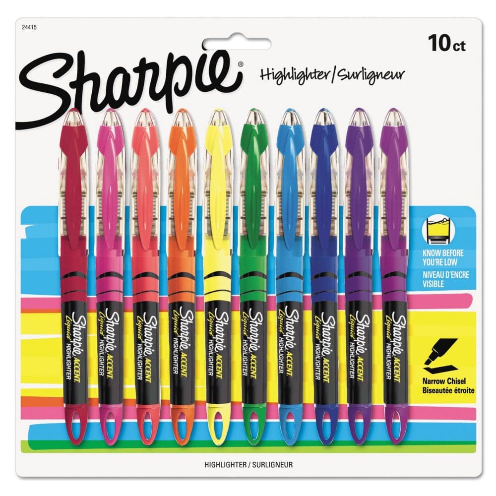 Sharpie - Accent Liquid Pen Style Highlighter Chisel Tip Assorted - 10/Set - Pens Pencils & Markers - Sharpie