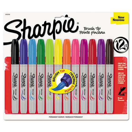 Sharpie Brush Tip Permanent Marker Twin Tip Brush/ultra-fine Tip Assorted Colors 12/pack - School Supplies - Sharpie®