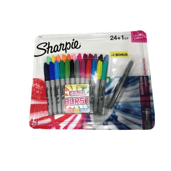 Sharpie Color Burst Permanent Markers, Ultra Fine Point, Assorted Colors, 25-Count - ShelHealth.Com