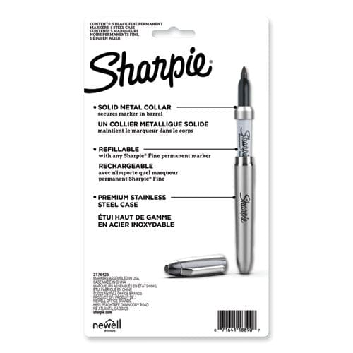 Sharpie Fine Tip Permanent Marker Stainless Steel Single Marker Case Fine Bullet Tip Black 5/pack - School Supplies - Sharpie®