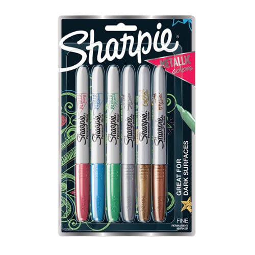 Sharpie Metallic Fine Point Permanent Markers Fine Bullet Tip Blue-green-red 6/pack - School Supplies - Sharpie®