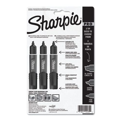 Sharpie Pro Permanent Marker Broad Chisel Tip Assorted Colors 3/pack - School Supplies - Sharpie®