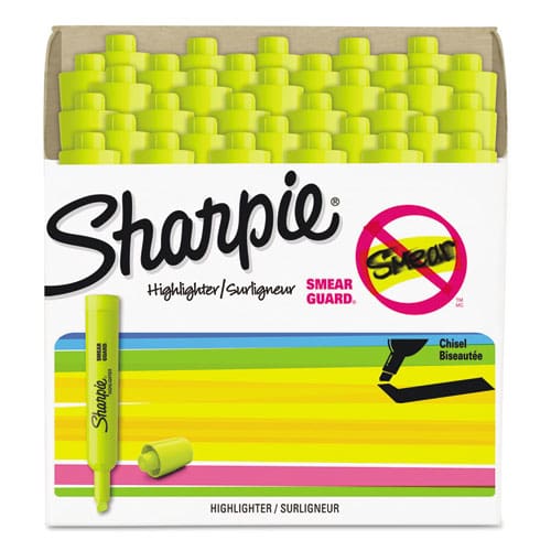 Sharpie Tank Style Highlighters Fluorescent Yellow Ink Chisel Tip Yellow Barrel 4/set - School Supplies - Sharpie®